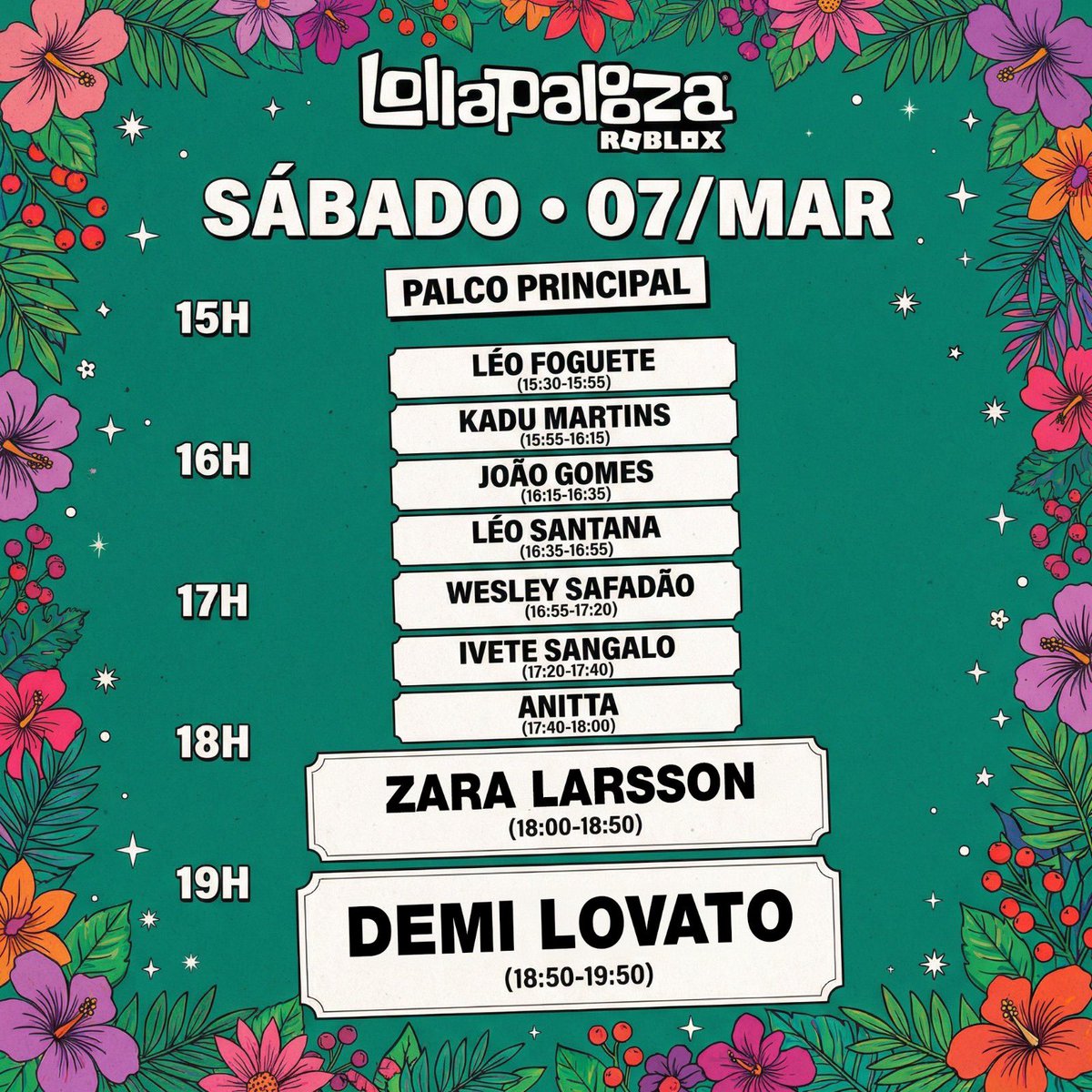 🚨 URGENTE: Demi Lovato acaba de ser confirmada como HEADLINER do LOLLAPALOOZA ROBLOX.