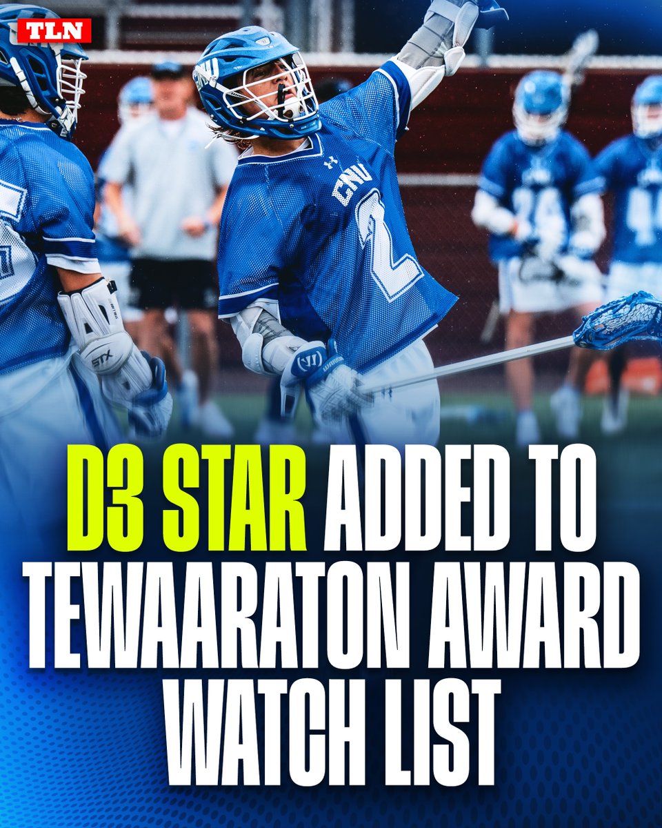 LacrosseNetwork's tweet photo. Could a Division 3 player win the TEWAARATON!? 🤯

Kevin Miller has been added to the Tewaaraton Award Watch List. The junior attackman has 47 points (12G, 35A) through eight games for No. 2 @CNULacrosse. https://t.co/dcMwPysWAs