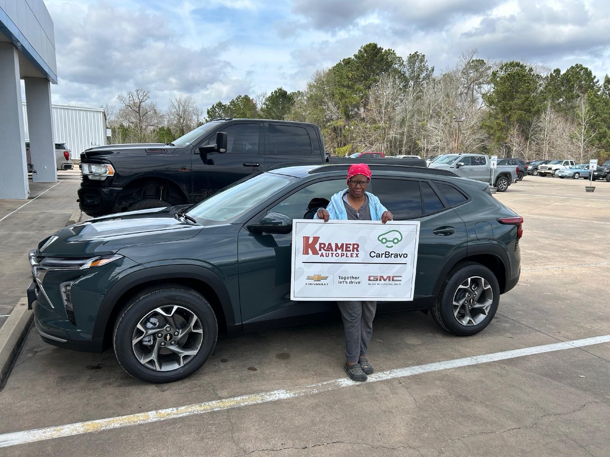 KramerChevyGmc's tweet photo. Huge congratulations to Roy Bendy on driving off in the sleek 2026 Chevy Trax! 🎉 Special thanks to Duane Underferth for making it happen.

🖥️ Website link: https://t.co/9e61OzbZPh #KramerChevroletLivingston #LivingstonTX #Kramer #ChevyDealer #NewRide #NewCar #ChevyTrucks https://t.co/I7wVz59HCE