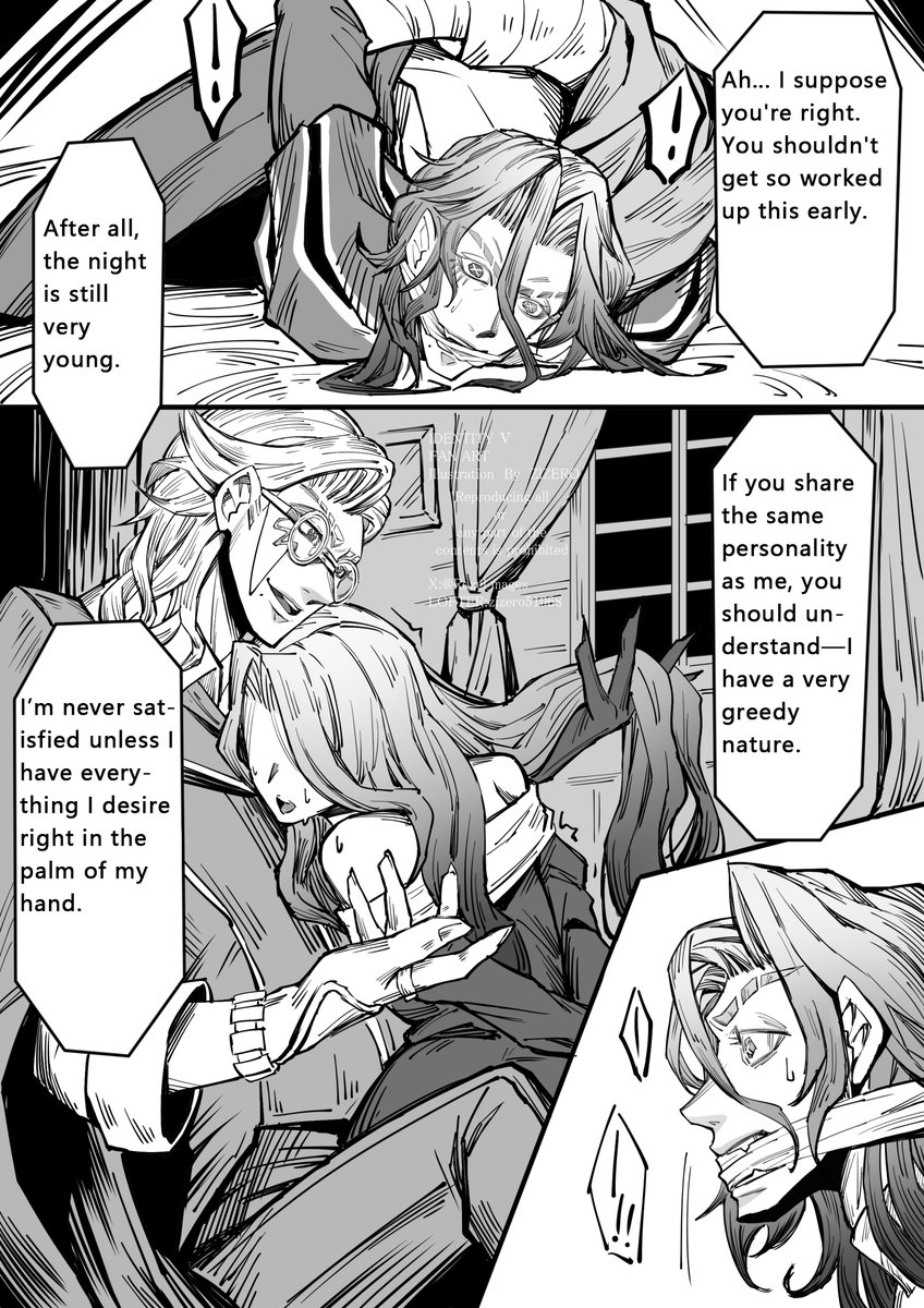 This is a comic based on the idea that since art merchants are so greedy, it'd be interesting if one wanted to "collect" another knight's sister too. I realized that letting the knight speak would just add more pages, so I had the "brilliant" idea to just restrain him instead!