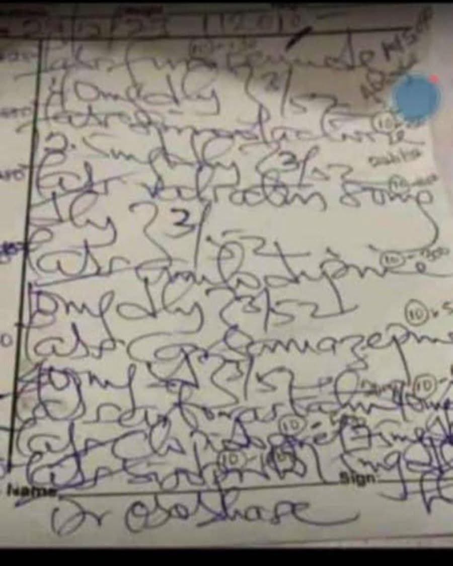 _Jaiden13's tweet photo. As funny as it may sound, pharmacists can read this “supposed prescription”

Illegible prescription results in 7,000 deaths and 1.5m adverse events annually in the United States. https://t.co/5j09rVb0ht