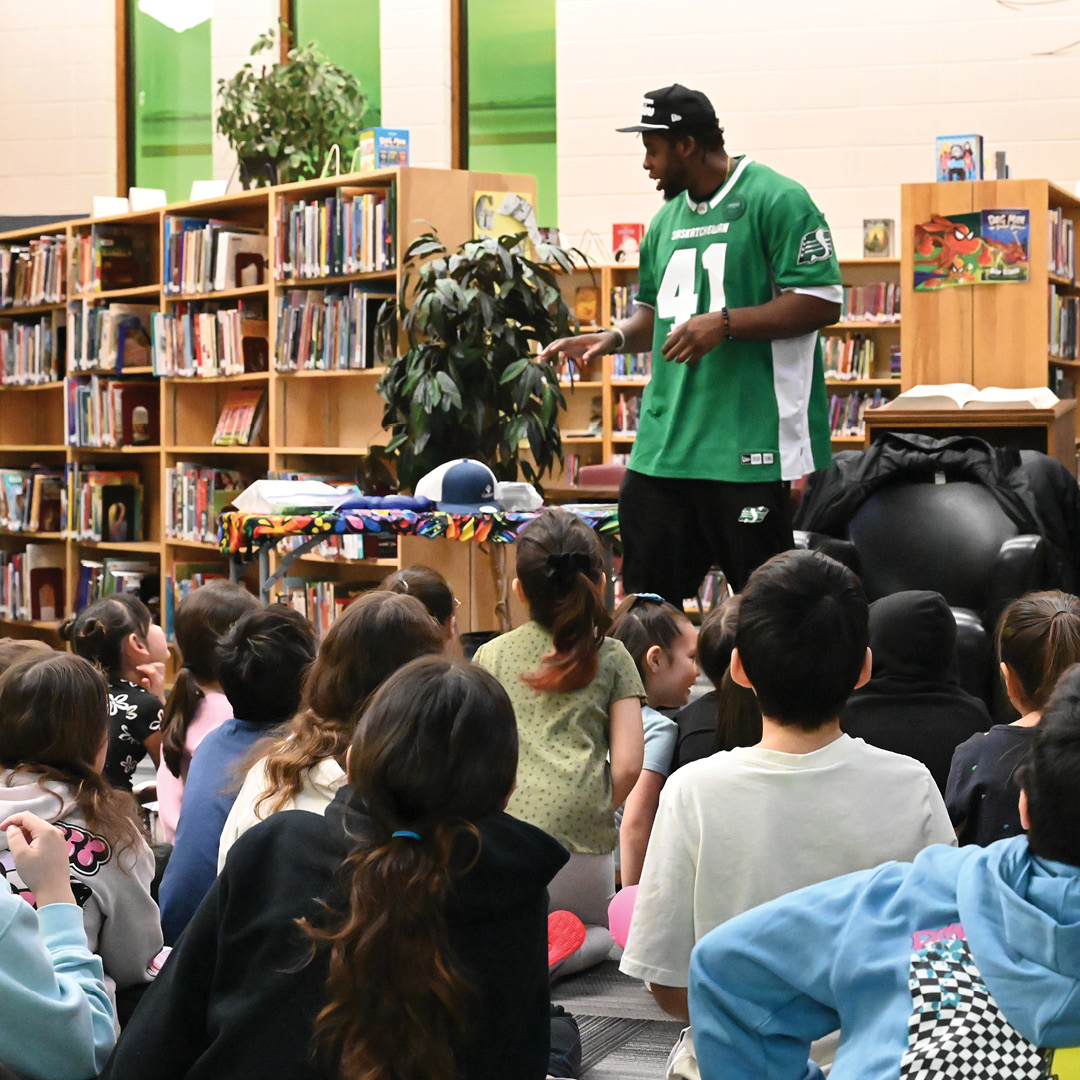 camecocommunity's tweet photo. Cameco is proud to sponsor a Grey Cup and educational tour this week to northern Saskatchewan. Community members met @sskroughriders players Albert Awachie and Jacob Brammer and took pictures with the Grey Cup, and the players gave literacy and wellness presentations to schools. https://t.co/lpeUEZh2a2