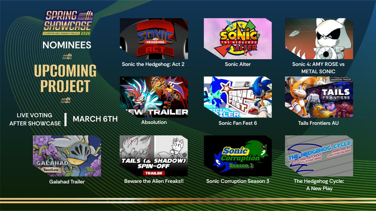 ✨ Best Upcoming Project Nominees ✨

The Sonic community is always up to something! Which project are you most excited for?