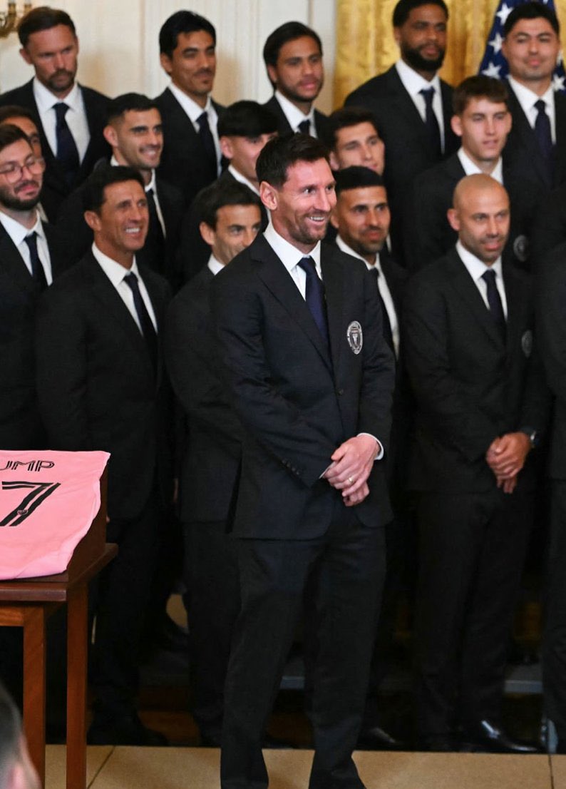 WeAreMessi's tweet photo. Donald Trump: “Leo claimed the 47th trophy of his incredible career — the most of all time. Can you imagine that?

Leo is also the reigning FIFA World Cup MVP. You could have gone anywhere in the world, chosen any team — but you chose Miami. I don’t blame you… the weather is pretty great.”