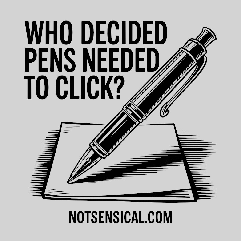 cosmogazoo's tweet photo. At some point, someone decided a pen needed to click.

Not twist.
Not uncap.
Just a satisfying mechanical snap.

The weird story behind the click pen ↓
 https://t.co/SPP4OYaMyw

#WeirdHistory #DesignHistory #EverydayObjects #Notsensical https://t.co/sJKpiJqFD3