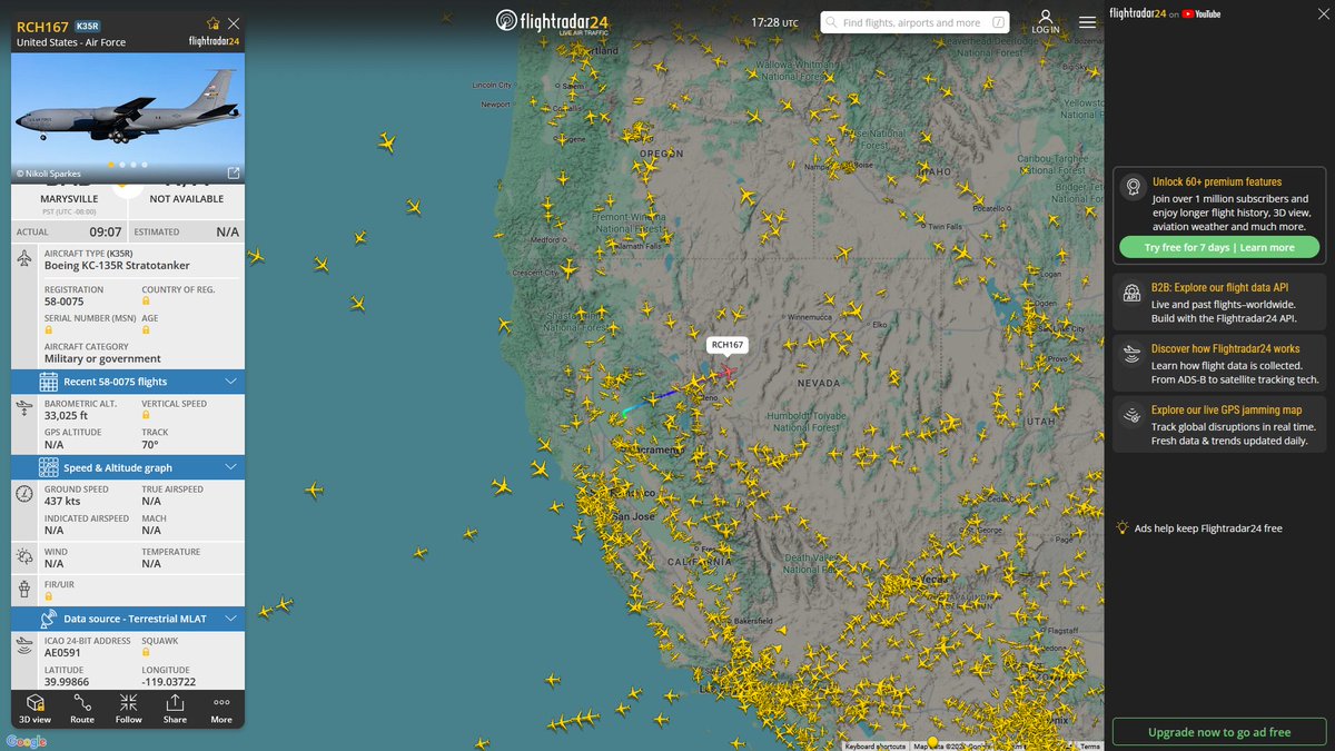 AIYeyENGDdJkjTr's tweet image. Mar. 6, 2026
#Beale Air Force Base ==&amp;gt; #Bangor

#RCH167 #AE0591 KC-135R Stratotanker 
#RCH169 #AE07C1 KC-135R Stratotanker 
#RCH177 #AE0474 KC-135R Stratotanker  
#RCH179 #AE026F KC-135R Stratotanker  
#RCH182 #AE04CD KC-135R Stratotanker  
#RCH193 #AE068E KC-135R Stratotanker