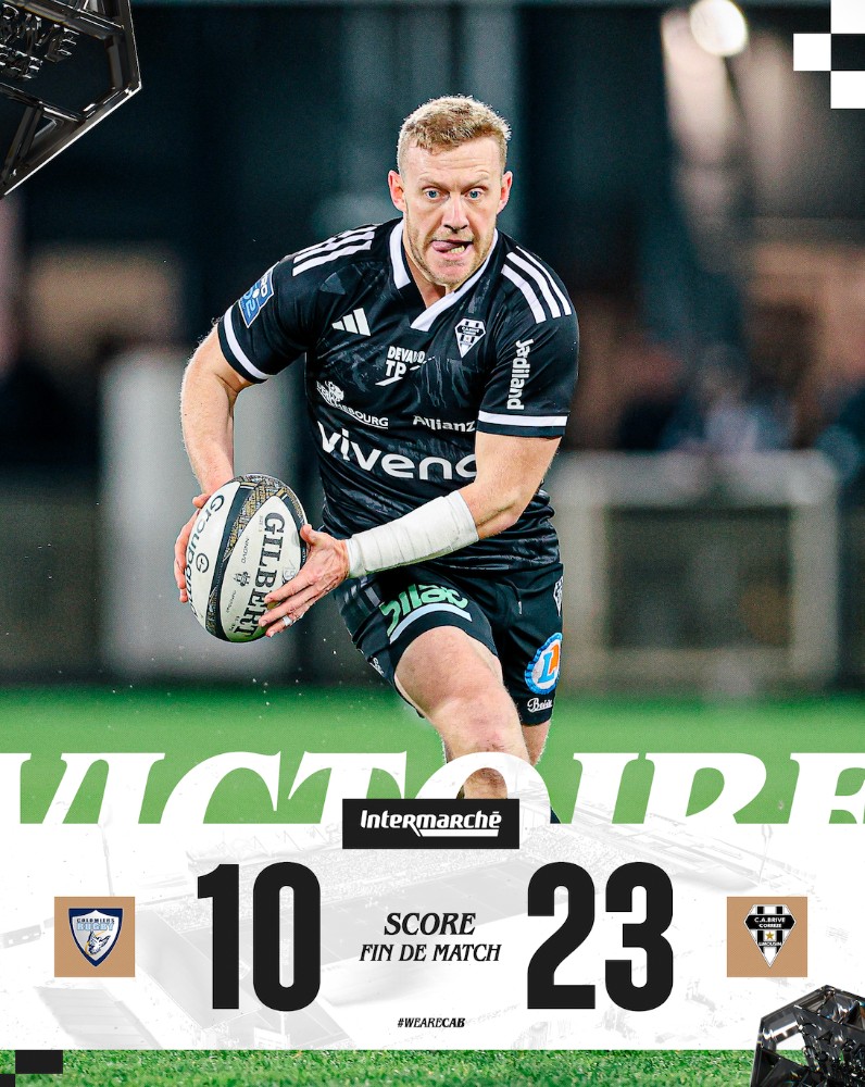 CABCLRUGBY's tweet photo. Victoire à Colomiers !
Au terme d'une seconde mi-temps maîtrisée, les Brivistes ont renversé le match pour décrocher un succès ô combien important ✅ https://t.co/hxmHkBzoAg