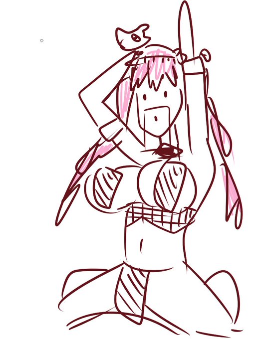 次描くリク絵のポーズは決まったので、一旦寝! 