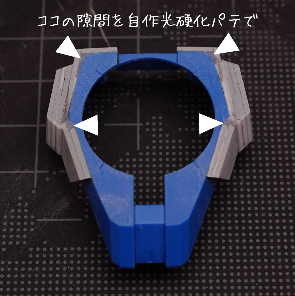 MGダブルオーライザー
昔の写真をひっくり返してたら、どうやらプラ板積層で頑張ってたらしいので、今回も積層で作ります(笑)
スキマは引用させていただいた自作の光硬化パテで埋めました。コレ便利！
#NIPCOM 
#INTERSTELLAR_00