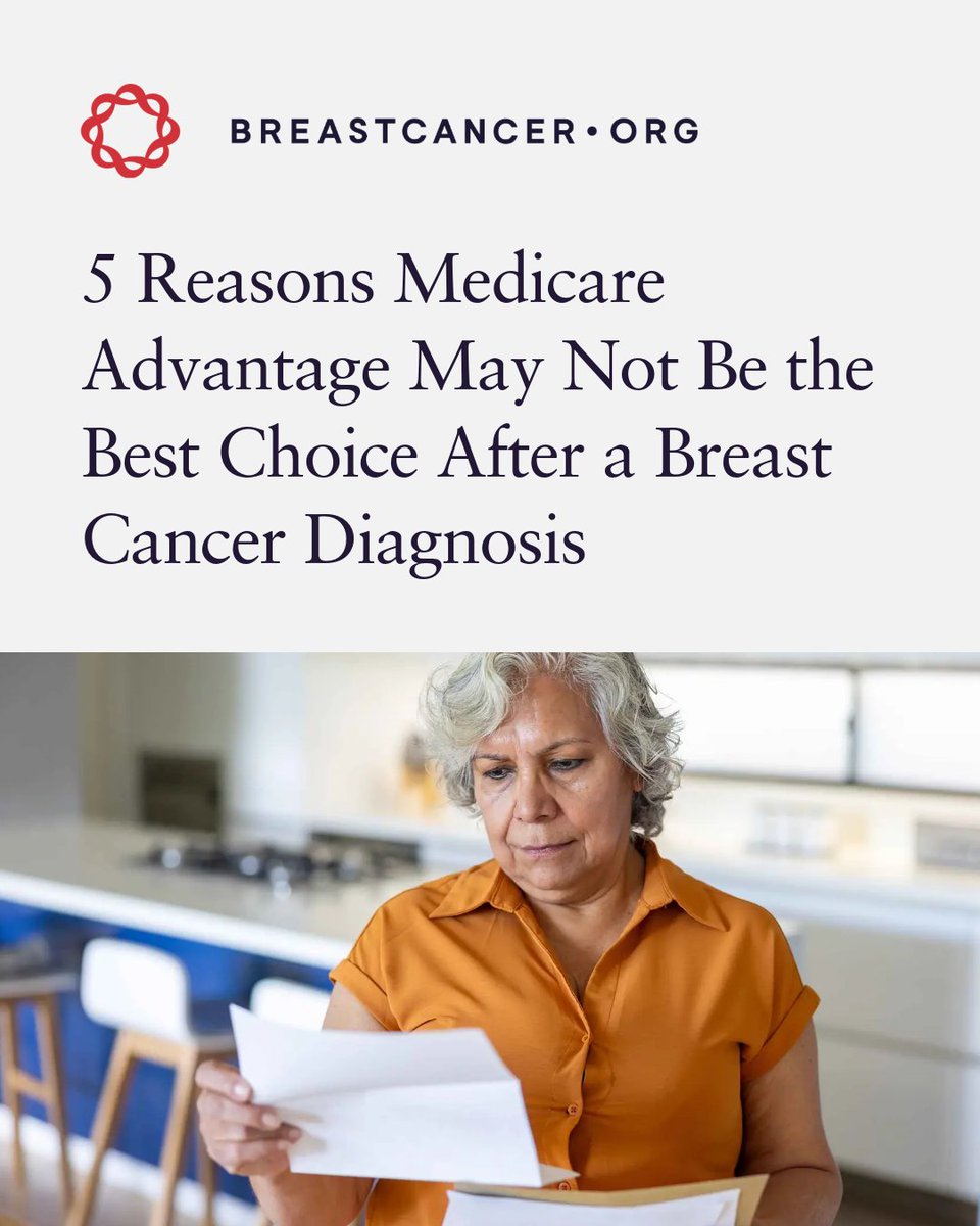 Breastcancerorg's tweet image. Medicare Advantage plans are aggressively marketed to seniors, but if you’ve had a breast cancer diagnosis, they may not provide the affordable and high-quality coverage you need. 

🔗Here’s what to know: bit.ly/46KZj5T 

#breastcancer #medicare #breastcancerwarrior