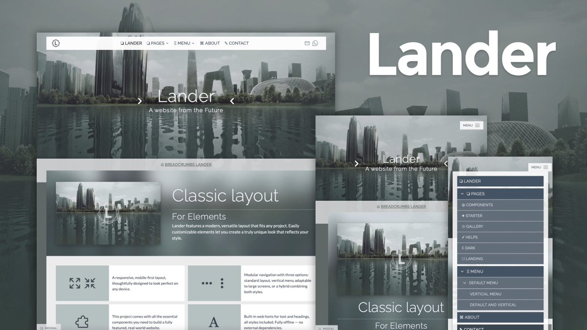 Multithemes's tweet image. Upgrade for🌟 "LANDER" 🌟#responsive project with advanced features for @rapidweaver Elements, another great layout from @rapidweaver Classic, take a look 📷multithemes.com/elements/lander