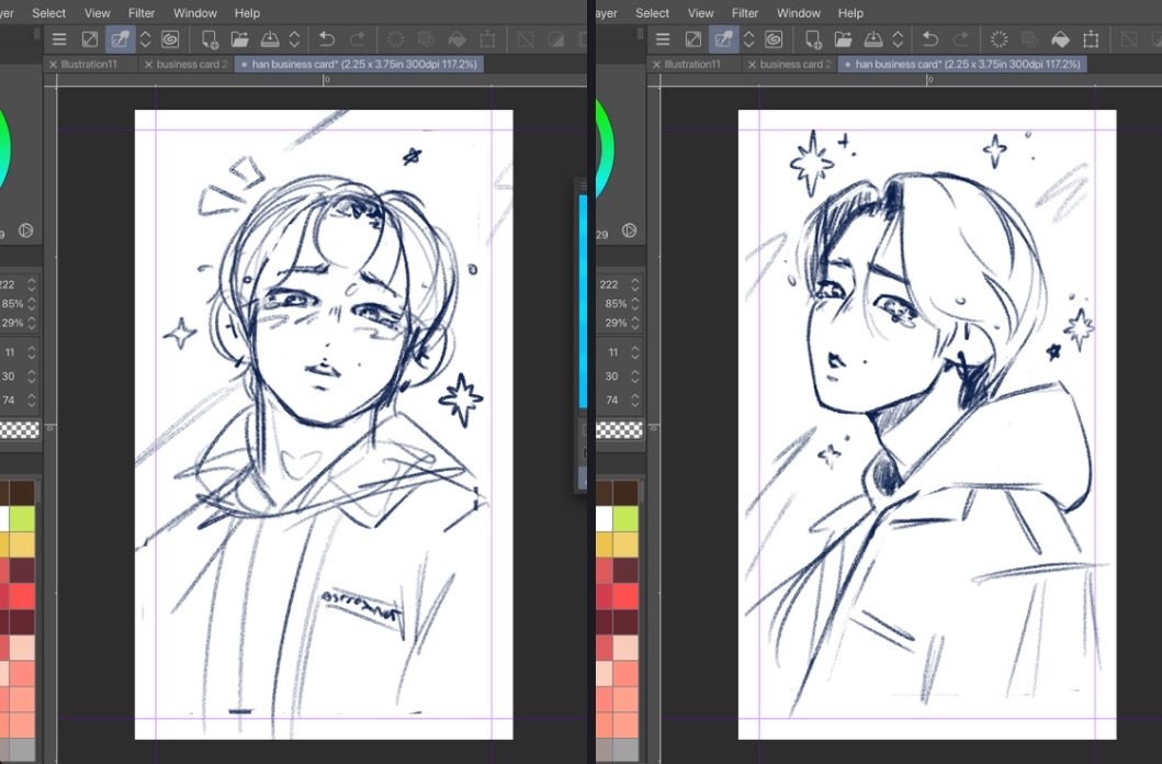 im tempted to do both?? left feels more photocard but right is more interesting... 