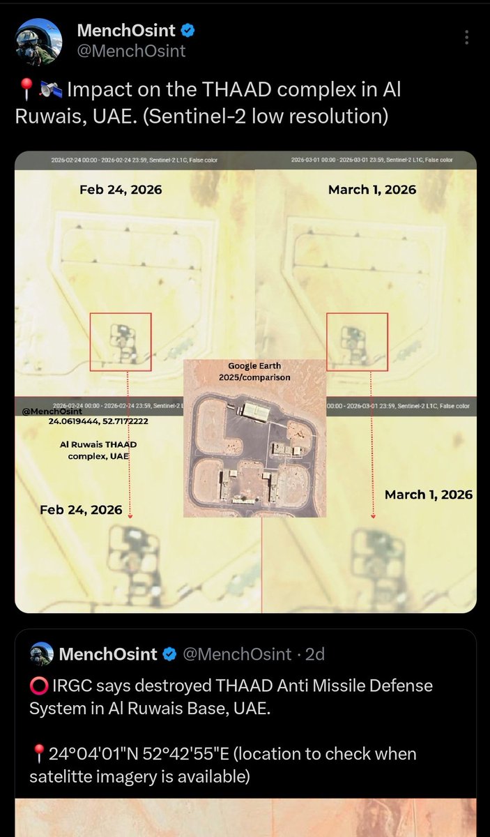 The UAE government requested X to withhold the tweets below in the United Arab Emirates, as they claim the content "violates the law(s) of United Arab Emirates".

Well ... these are just low resolution open source satelitte imagery available to everyone 🤷‍♂️