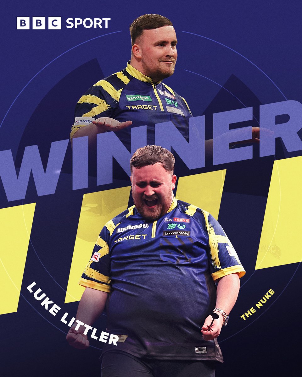 BBCSport's tweet photo. Reigning champion Luke Littler seals his first nightly win in this year's Premier League 🎯

He seals a 6-4 final win over Welshman Jonny Clayton on night five in Cardiff 🏴󠁧󠁢󠁷󠁬󠁳󠁿 https://t.co/8XL7K83dgH