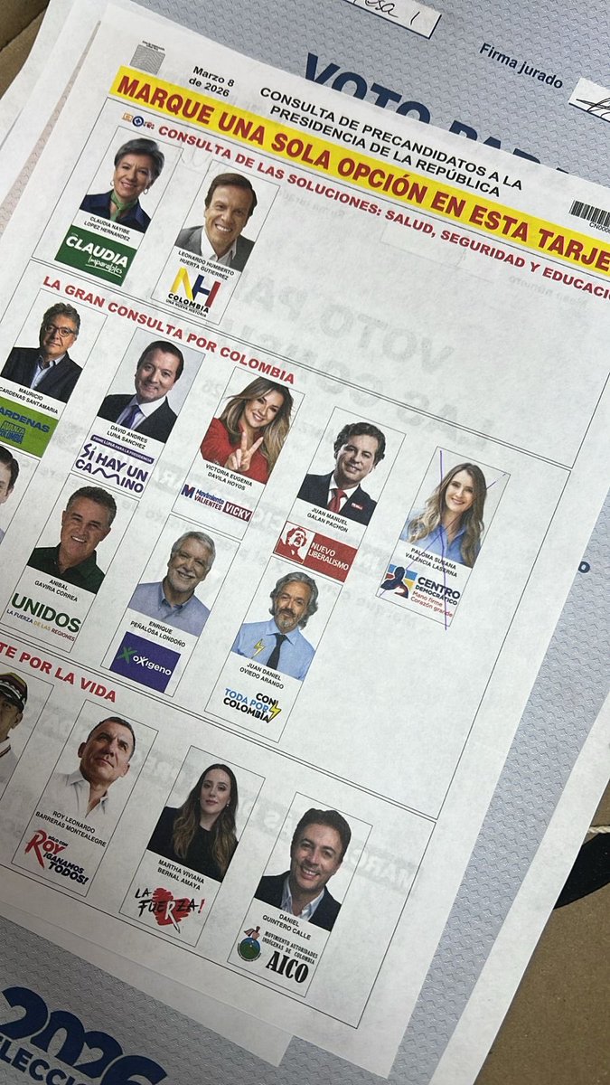 Así se votó en el consulado:

– SENADO <a href="/CeDemocratico/">Centro Democrático</a> ✅

– Cámara de Representantes (circunscripción internacional) <a href="/CeDemocratico/">Centro Democrático</a> ✅

– La Gran Consulta por Colombia <a href="/PalomaValenciaL/">Paloma Valencia L</a> ✅