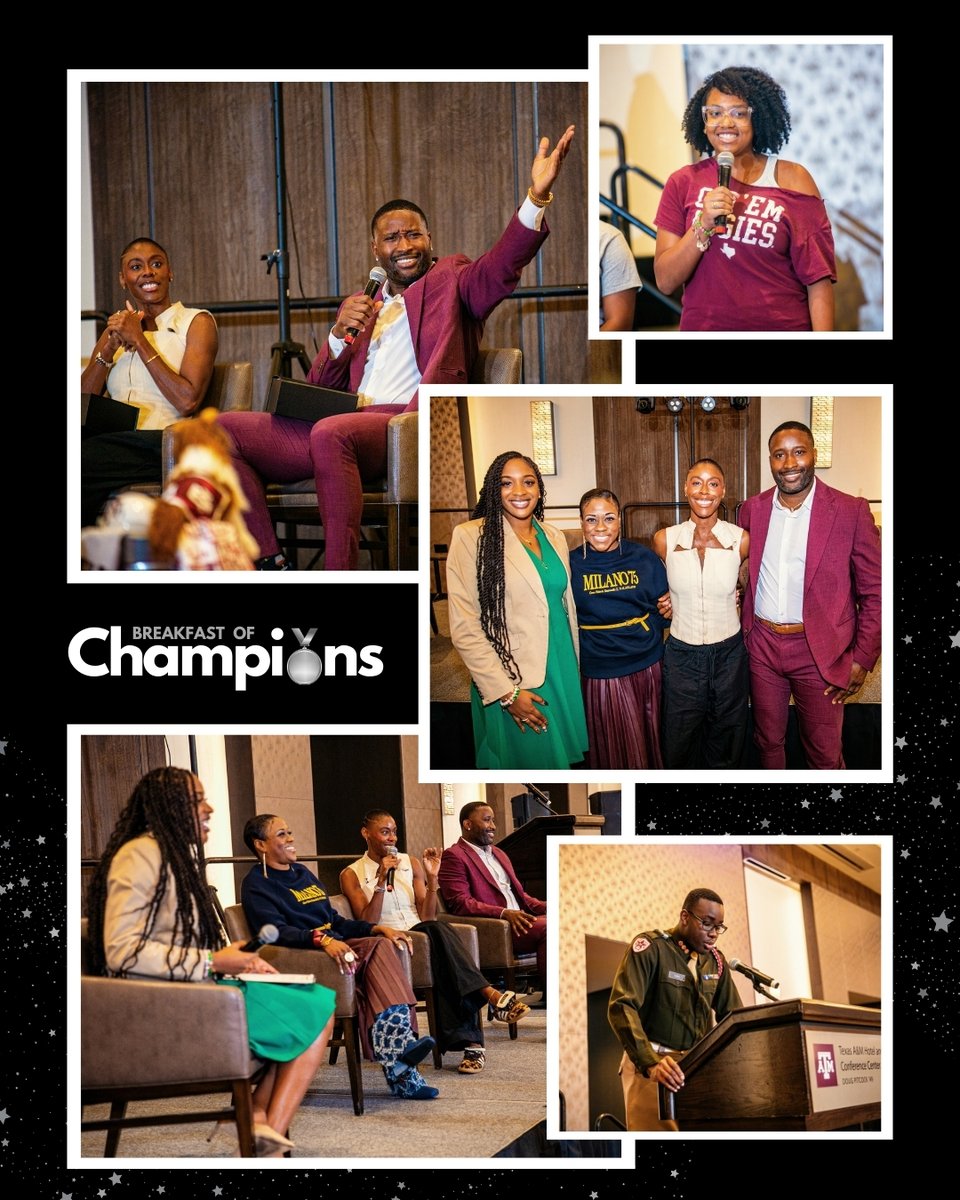 Tamu_BFSN's tweet photo. Highlights from the Breakfast of Champions during the 2025 Aggie Impact Gala weekend, featuring our inspiring panelists. https://t.co/WdqHlK4aB4