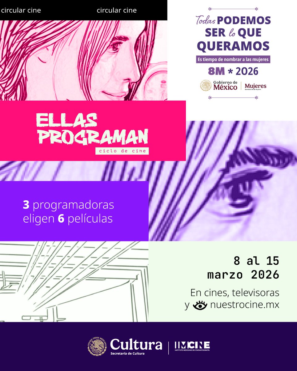 imcine's tweet photo. Karina Solórzano, Pía Quintana y Sara Domínguez son sus nombres y #EllasPrograman. 💜

📺 Del 8 al 15 de marzo en cines, televisoras y @nuestrocinemx.

#EligeCineMexicano #8M https://t.co/4U6n5fSDLg