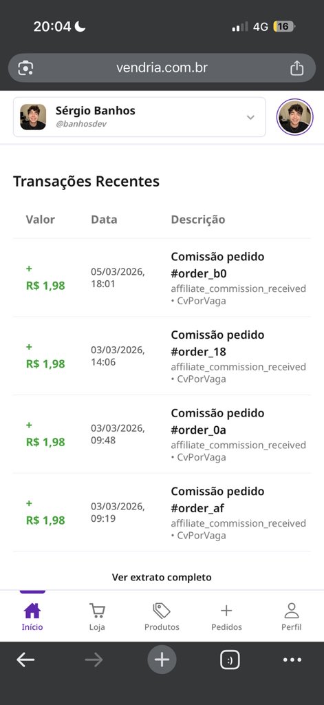 As comissoes do CvPorVaga tao caindo 😎🤝