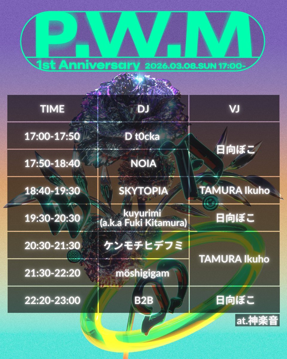 ▶︎This Sunday in Kagurazaka!◀︎ The genre-less party “P.W.M