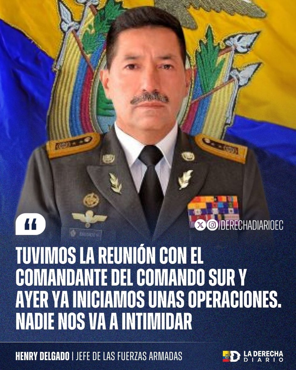 🚨🇪🇨🇺🇸 | #IMPORTANTE El Jefe del Comando Conjunto de las FF.AA., Henry Delgado, dio detalles de las operaciones conjuntas entre Ecuador y EEUU contra Los Choneros y Los Lobos: "Tuvimos la reunión con el comandante del Comando Sur y ayer ya iniciamos unas operaciones. Nadie nos va