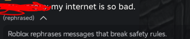 cruugoe's tweet photo. ran into the new weird ai chat moderation today #ROBLOX https://t.co/juewO5QT9P