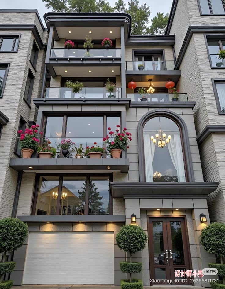 HOUSEPORN___'s tweet photo. elegant grey townhouse with floral balconies https://t.co/XGWKW847JW