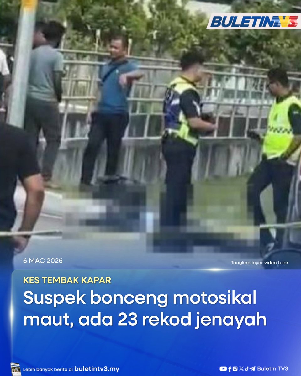 BuletinTV3's tweet photo. KES TEMBAK KAPAR | Seorang daripada suspek yang terbabit dalam kes tembak di Jalan Keretapi Lama, Tok Muda, Kapar, disahkan meninggal dunia susulan rempuhan kenderaan seorang lelaki tempatan.
#BuletinTV3 #BeritaTerkini #Kapar #KesTembak #SuspekTembak
Berita penuh di https://t.co/YWJzci7FOb