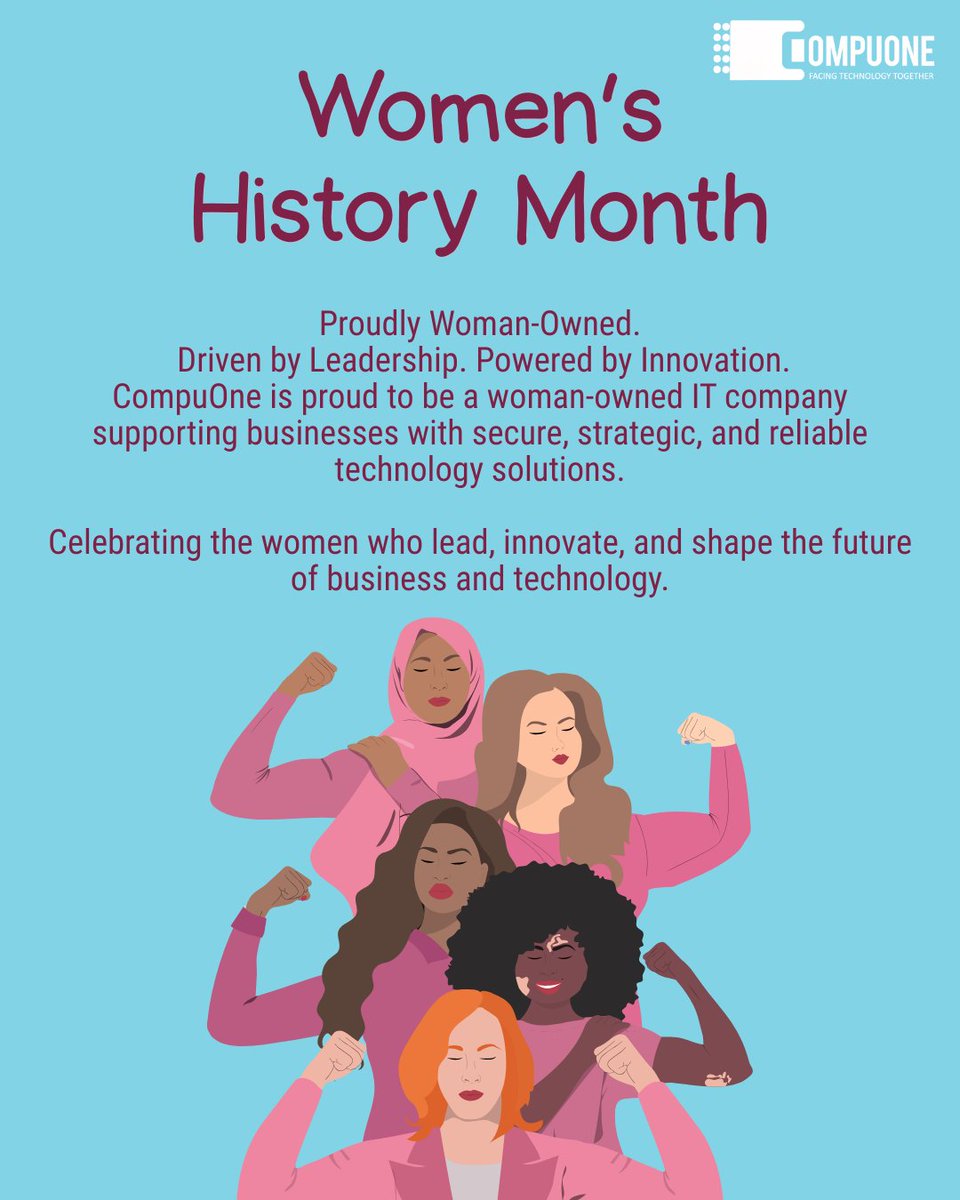 CompuOneCorp's tweet photo. This Women's History Month, we're proud to celebrate CompuOne's legacy as a woman co-owned IT services company. 💜

📧 Email Support: support@compuone.com
📞 Main Line: 858-404-7000
📞 Toll-Free: 888-226-6781

#WomensHistoryMonth #WomanOwned #CompuOne #TechLeadership #SanDiego https://t.co/YkzF0H8ngB