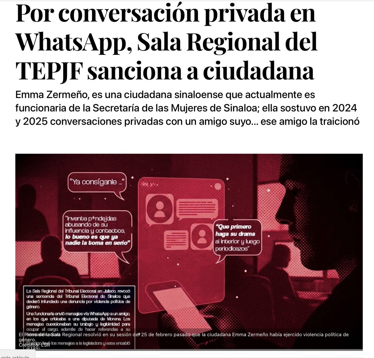 La Sala Regional del Tribunal Electoral acaba de abrir una discusión muy seria: sancionar a una ciudadana por mensajes enviados en un chat privado de WhatsApp. El caso surge porque una activista sostuvo conversaciones con un supuesto amigo sobre una diputada. Ese amigo después