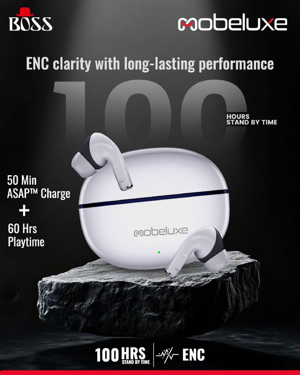 Mobiluxe177054's tweet image. Experience powerful sound with Mobeluxe Boss earbuds. ENC clarity, 60 hours playtime, and fast ASAP charge keep your music going all day.

#Mobeluxe #NoiseCancellation #PremiumSound #music #BossEarbuds