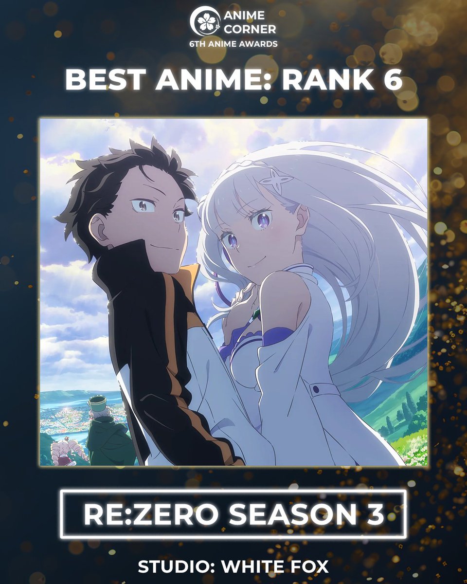 animecorner_ac's tweet photo. 🏆 2025 Anime Awards 🏆
Best Anime of the Year
Rank 6: Re:ZERO -Starting Life in Another World Season 3

Studio: WHITE FOX https://t.co/KVkn9Il7CB