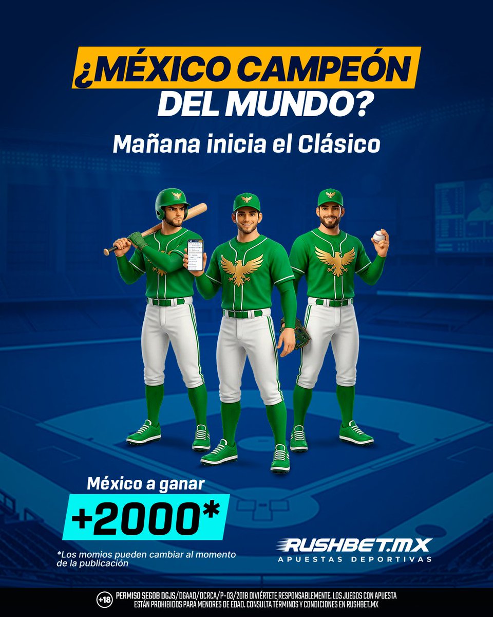 El diamante está listo 🇲🇽⚾ Es momento de confiar en los nuestros. ¡El Home Run lo anotas en Rushbet! 🔥💰 

👉rushbetmx.onelink.me/oJcJ/0cxuiiy0