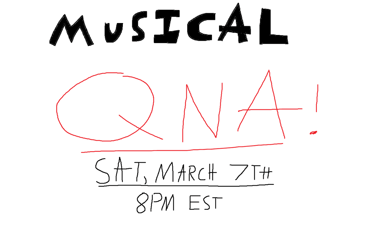 WOW! We're so, SO happy to see you guys as excited about the musical as we are! We've also seen a lot of good questions being asked! So!

The other heads of the project and I will be hosting a QnA THIS SATURDAY at 8PM EST! It'll be on twitch! 
twitch.tv/afreakinturkey