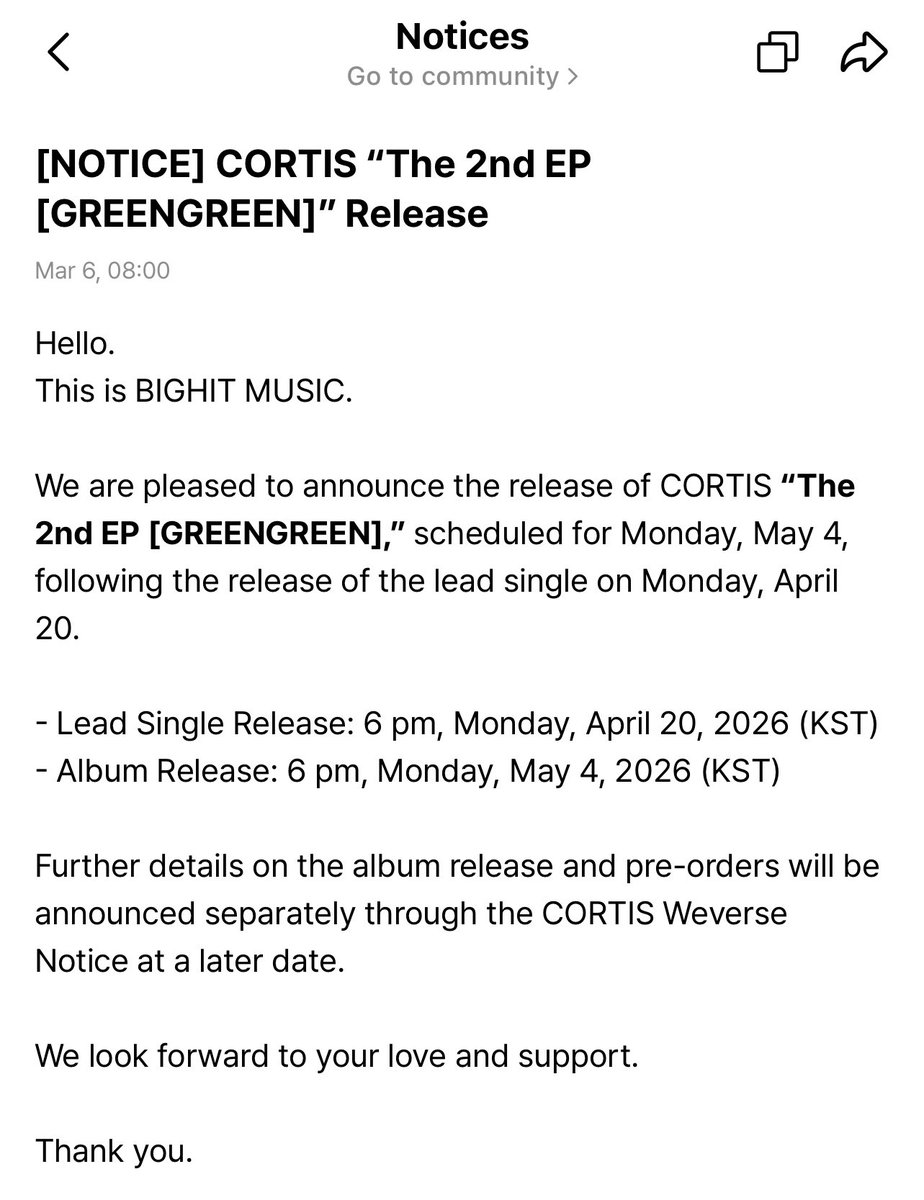 Cortis 2nd Album GreenGreen 🤩🥰

Open PO 🔜🔜🔜