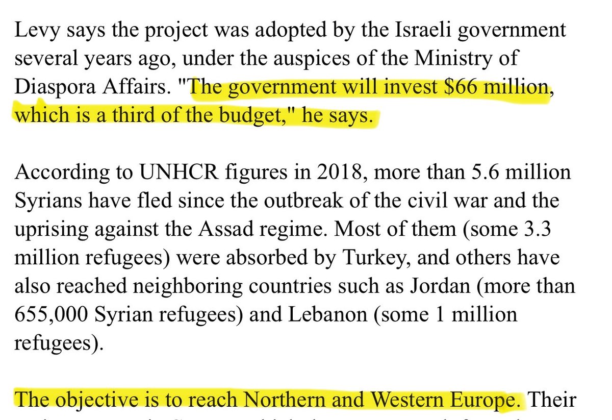 Mark___Taylor's tweet photo. Israel budgets tens of millions of dollars to ship ME refugees into Europe.

Not NGOs, the Israeli government itself. https://t.co/9DUzuzOLxz