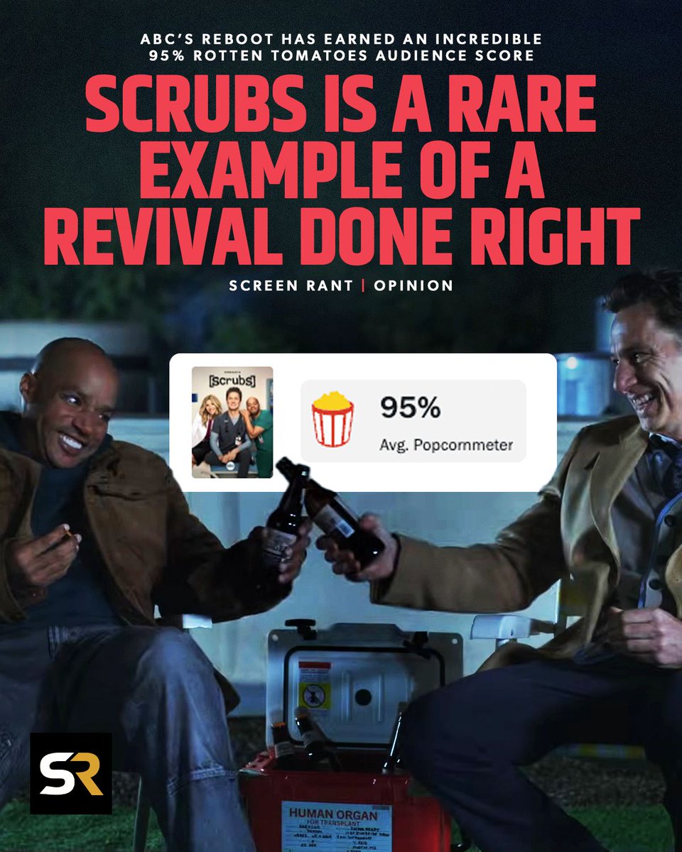 #Scrubs season 10’s Popcornmeter score after its two-part premiere matters.

Fans are embracing the reboot and healing old wounds. The appetite was always there. The key was honoring what made Scrubs work!

Read More: screenrant.com/scrubs-revival…