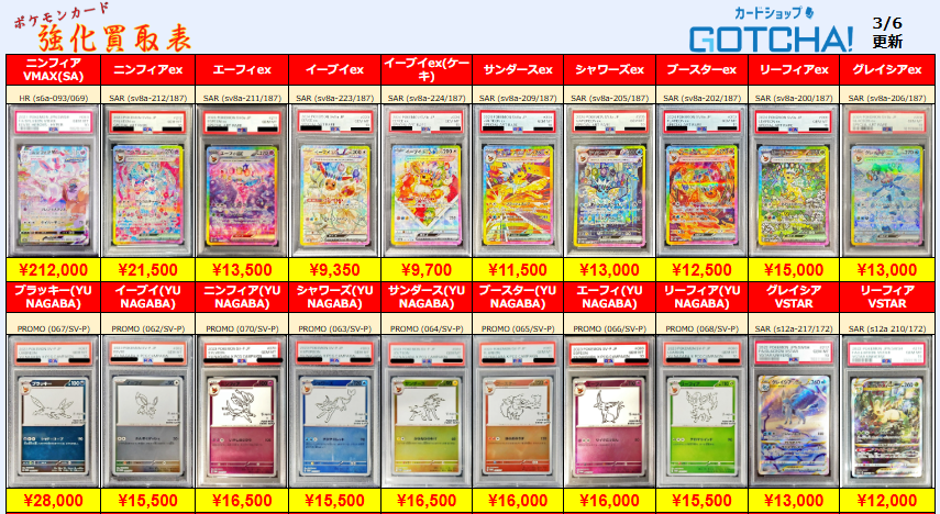 3/6更新 ⚡🔥【PSA強化買取表⑨】🔥⚡ 💥【PSA10】ニンフィアVMAX SA