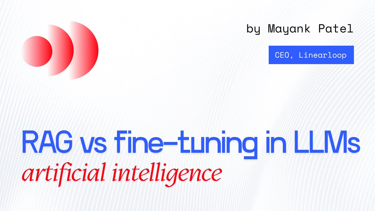 LinearloopHQ's tweet photo. Most companies pick the wrong AI architecture and realize it too late.
RAG vs Fine-tuning isn't a technical call. It's a capital and risk decision.
Wrong choice = sunk cost. 

Check the full breakdown: https://t.co/mKW60l52ot https://t.co/4EFjCaYAYn