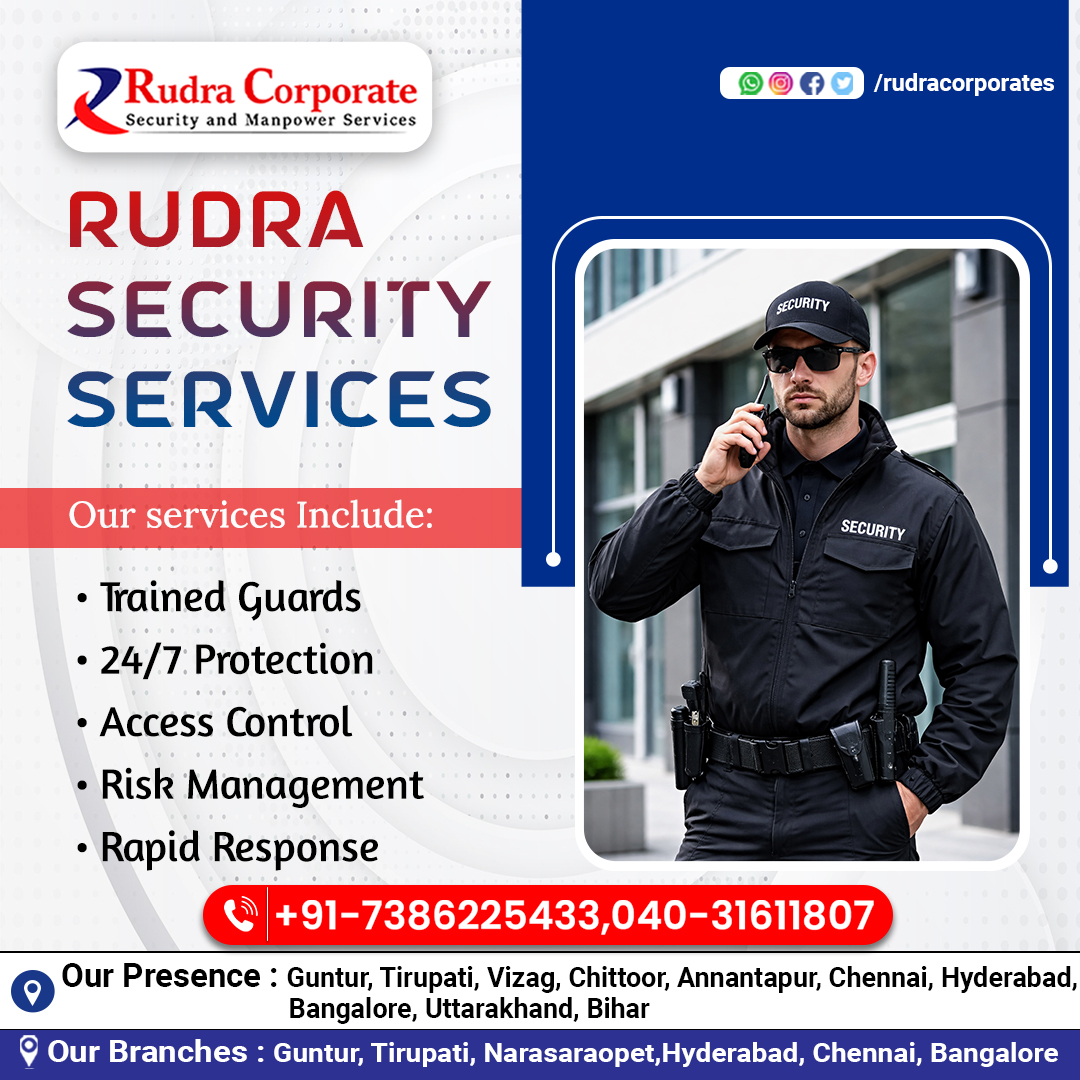 rudra_corporate's tweet photo. 𝙍𝙐𝘿𝙍𝘼 𝙎𝙀𝘾𝙐𝙍𝙄𝙏𝙔 𝙎𝙀𝙍𝙑𝙄𝘾𝙀𝙎 𝙎𝙀𝘾𝙐𝙍𝙄𝙏𝙔 𝙊𝙪𝙧 𝙨𝙚𝙧𝙫𝙞𝙘𝙚𝙨 𝙄𝙣𝙘𝙡𝙪𝙙𝙚:  

Contact Us: 73862 25433 | 040-31611807 
𝒗𝒊𝒔𝒊𝒕: https://t.co/8rE76sGuI1 

#RudraSecurityServices #TrainedGuards #247Protection #AccessControl #RiskManagement #Rapid https://t.co/JOu3HEq1fL