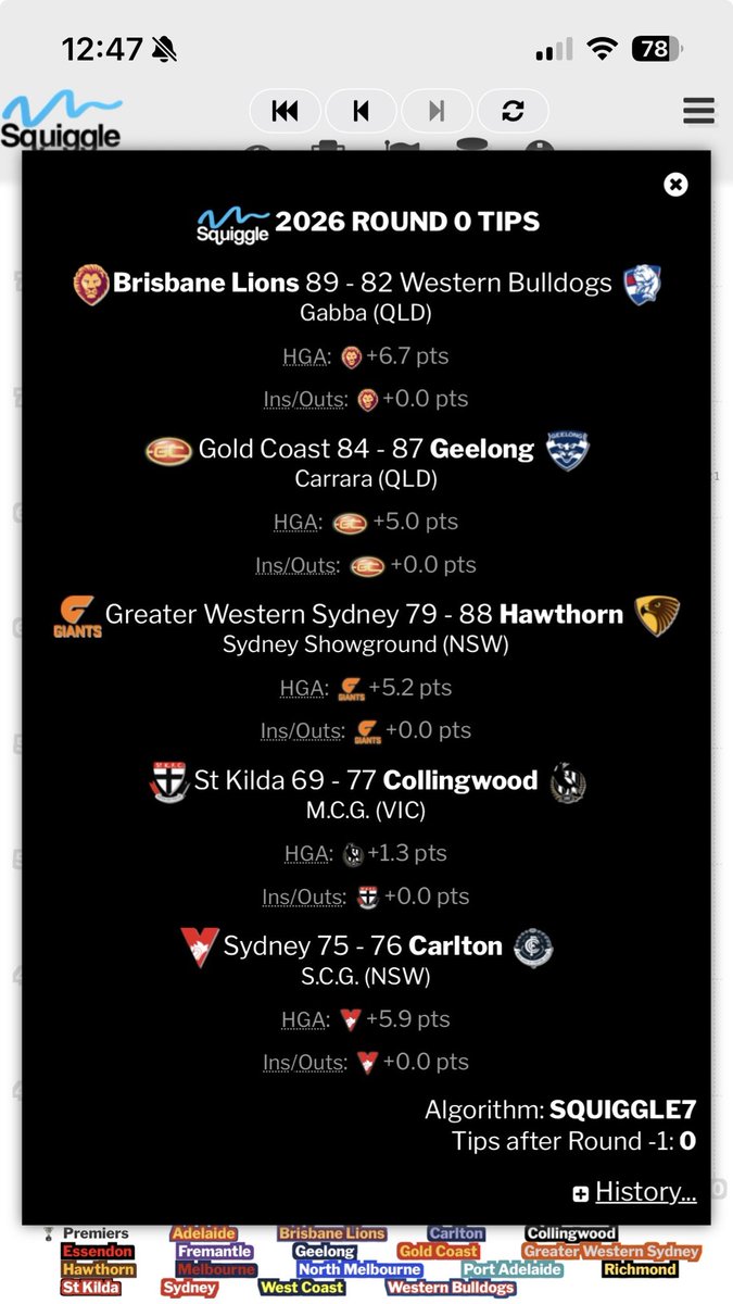BenBWingrove's tweet photo. @SquiggleAFL I guess I’m used to seeing values against the ins/outs, does that only start once a team is playing their second game of the season? https://t.co/H9vYXqTFWK