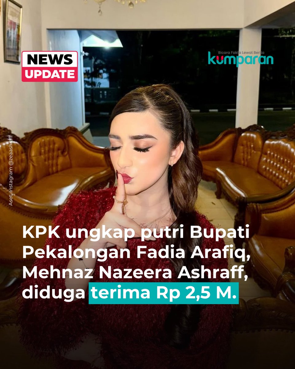 kumparan's tweet photo. KPK mengungkap adanya aliran dana sebesar Rp 19 miliar ke keluarga Bupati Pekalongan, Fadia Arafiq. Uang tersebut diduga bersumber dari berbagai proyek yang dimenangkan perusahaan keluarga Fadia, PT Raja Nusantara Berjaya (RNB) di Pemkab Pekalongan.

Deputi Penindakan dan Eksekusi KPK, Asep Guntur Rahayu, mengatakan PT RNB total mengantongi Rp 46 miliar dari berbagai kontrak proyek pengadaan jasa outsourcing di lingkungan Pemkab Pekalongan sepanjang 2023-2026.

"Dari uang tersebut, yang digunakan untuk pembayaran gaji pegawai outsourcing hanya sebesar Rp 22 miliar. Sisa di antaranya, dinikmati dan dibagikan kepada keluarga Bupati dengan total mencapai Rp 19 miliar (sekitar 40%) dari total transaksi," kata Asep dalam jumpa pers, Rabu (4/3).

Berikut rinciannya:

• Bupati Pekalongan, Fadia Arafiq: Rp 5,5 miliar;
• Suami Fadia, Mukhtaruddin Ashraff Abu (Anggota DPR RI): Rp 1,1 miliar;
• Orang kepercayaan Fadia, Rul Bayatun: Rp 2,3 miliar;
• Anak Fadia, Muhammad Sabiq Ashraff (Anggota DPRD Pekalongan): Rp 4,6 miliar;
• Anak Fadia, Mehnaz Nazeera Ashraff: Rp 2,5 miliar;
• Ditarik tunai Rp 3 miliar.

📸: Dok. Instagram @zeaashraff.

Baca selengkapnya dengan klik link di bio. Cari tahu berita update lainnya dengan download aplikasi kumparan di App Store atau Google Play.

📝: newsupdate | update | news | oneliner | R023 | E164

#bicarafaktalewatberita #kumparan