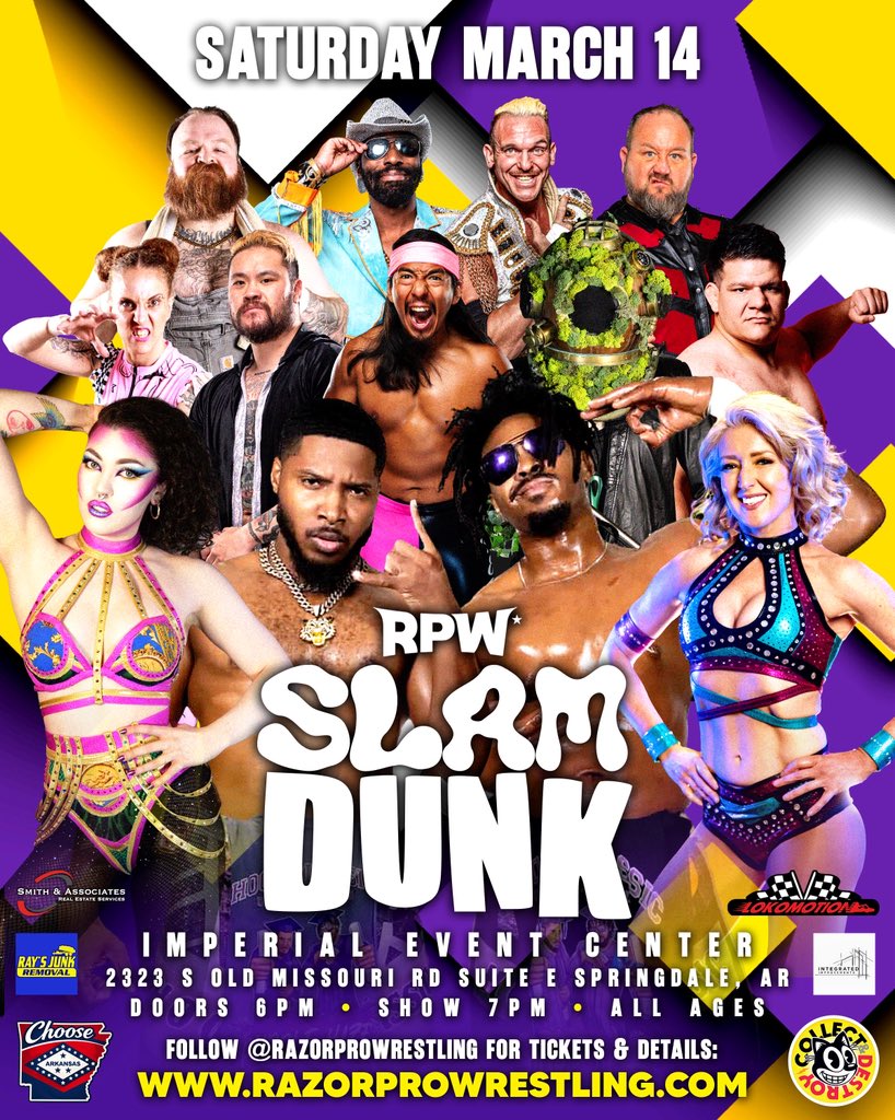 NEXT UP! RPW: SLAM DUNK

Catch the awesome action from local stars and pro wrestlers from around the world featured on AEW, MLW, GCW, Glory Pro, Ring Of Honor, and more! 🤼‍♂️

Follow razorprowrestling.com for tickets + details 🎟️

<a href="/razorpro479/">Razor Pro Wrestling</a> #razorprowrestling #prowrestling
