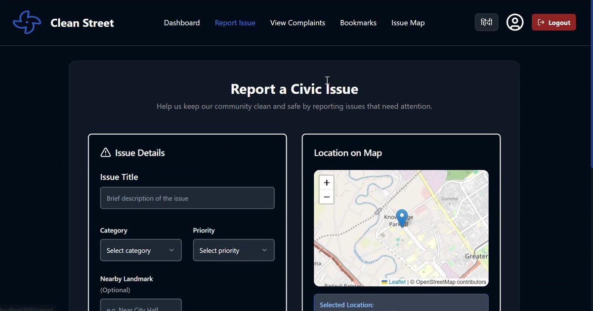 amitcs20's tweet photo. 🚀 Proud to complete the Infosys Springboard Virtual Internship!
Built Clean Street – a Civic Issue Reporting &amp;Tracking App using the MERN stack. Citizens can report issues like potholes or garbage with location &amp; photos, while admins track and resolve them.
#MERNStack #FullStack https://t.co/xxQTg7Nx3O