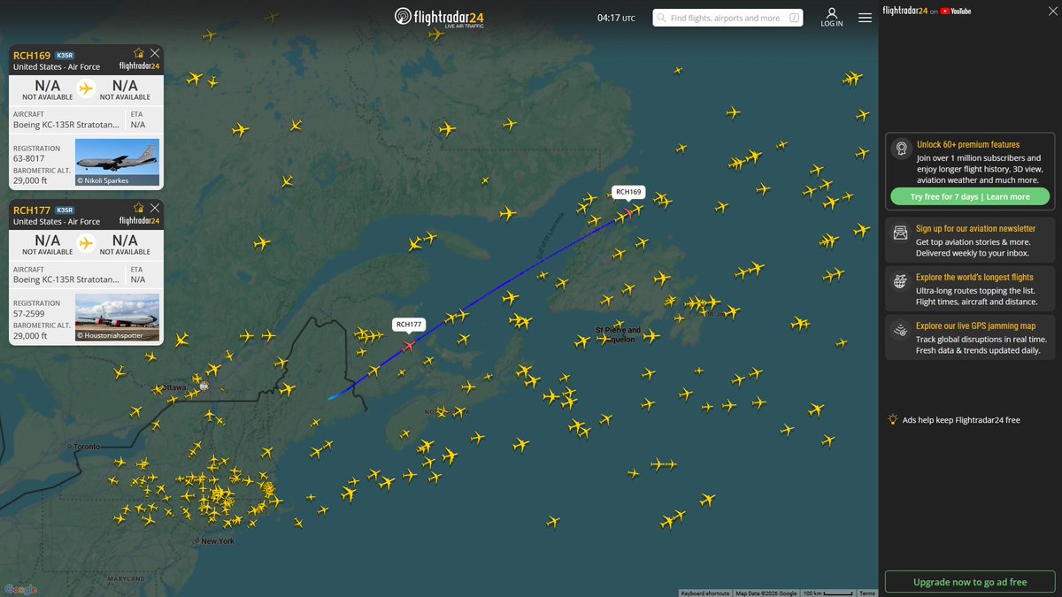 AIYeyENGDdJkjTr's tweet image. Mar. 6, 2026
#Beale Air Force Base #Bangor ==&amp;gt; 

#RCH167 #AE0591 KC-135R Stratotanker 
#RCH169 #AE07C1 KC-135R Stratotanker 
#RCH177 #AE0474 KC-135R Stratotanker  
#RCH179 #AE026F KC-135R Stratotanker  
#RCH182 #AE04CD KC-135R Stratotanker  
#RCH193 #AE068E KC-135R Stratotanker