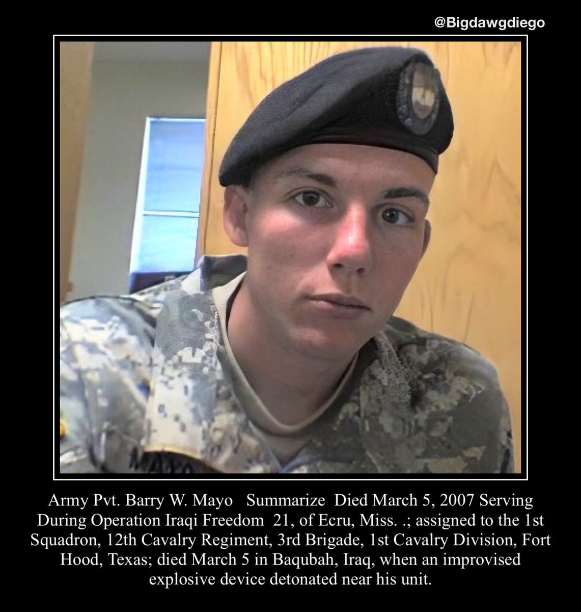 bigdawgjdub's tweet photo. "They say no man is truly Dead until he is
Forgotten, so Today I say your name so you are not."
#nooneleftbehind #rememberthefallen #warrior #usarmy #army #1stsquadron #12thcavalryregiment #3rdbrigade #1stcavalrydivision https://t.co/Ll4AHTZEEK