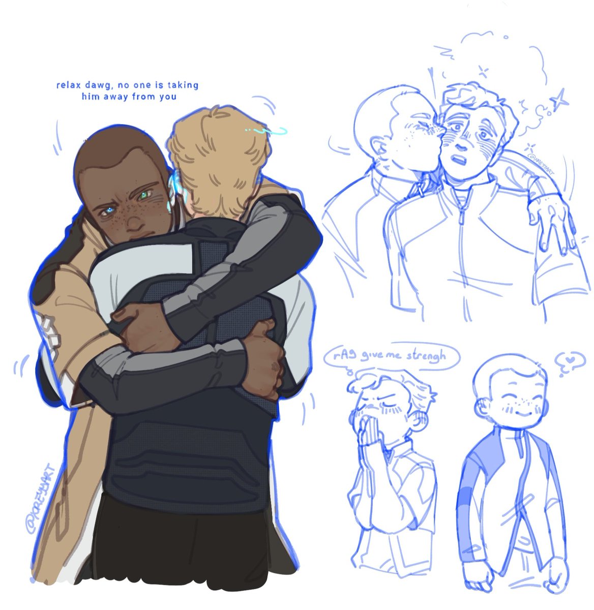 xreyyart's tweet photo. #simarkus my first dbh ship i’ll never forget you 🫶😔
#DetroitBecomeHuman 
(Shouldn’t the name be Sirkus...? Markimon..? PL200 I guess...) https://t.co/570L3FTEPX