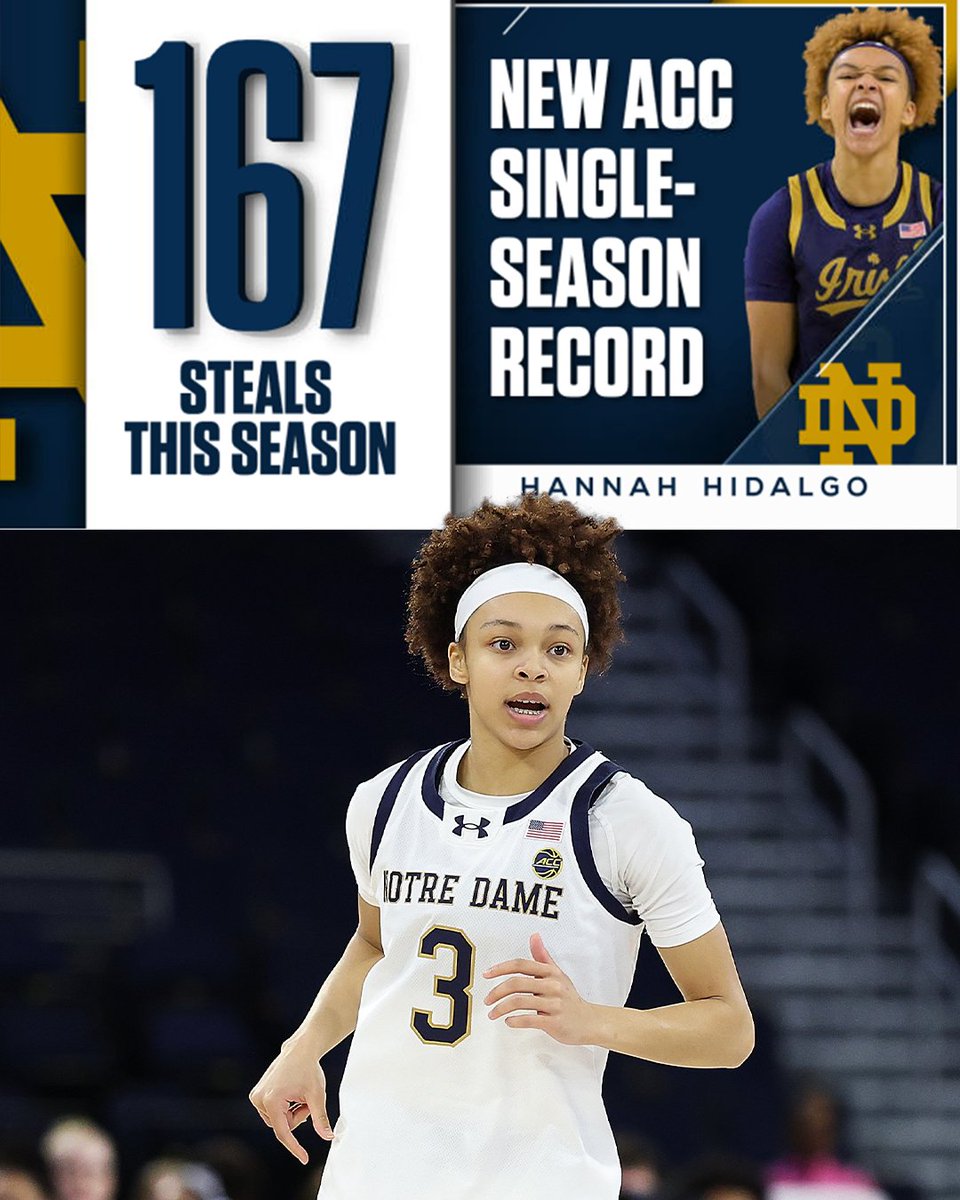 ESPNInsights's tweet photo. Hannah Hidalgo now has 167 steals this season 🤯 

Hidalgo broke Donna Holt's ACC single-season record of 164 set back in 1987 at Virginia. https://t.co/gf9GWhKkHg