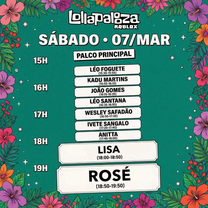 LISA E ROSÉ ESTÃO CONFIRMADAS NO LOLLAPALOOZA ROBLOX!!