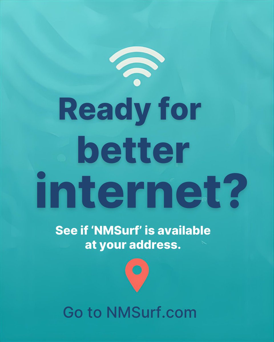 nmsurf_internet's tweet photo. New Mexico deserves better internet.

Too many homes still rely on
• slow DSL
• satellite lag
• unreliable connections

📡 NMSurf is expanding high-speed internet across New Mexico.

Reply CHECK and we’ll see if your address qualifies.

#NewMexicoInternet #Broadband #NewMexico https://t.co/nYw1aMl88q