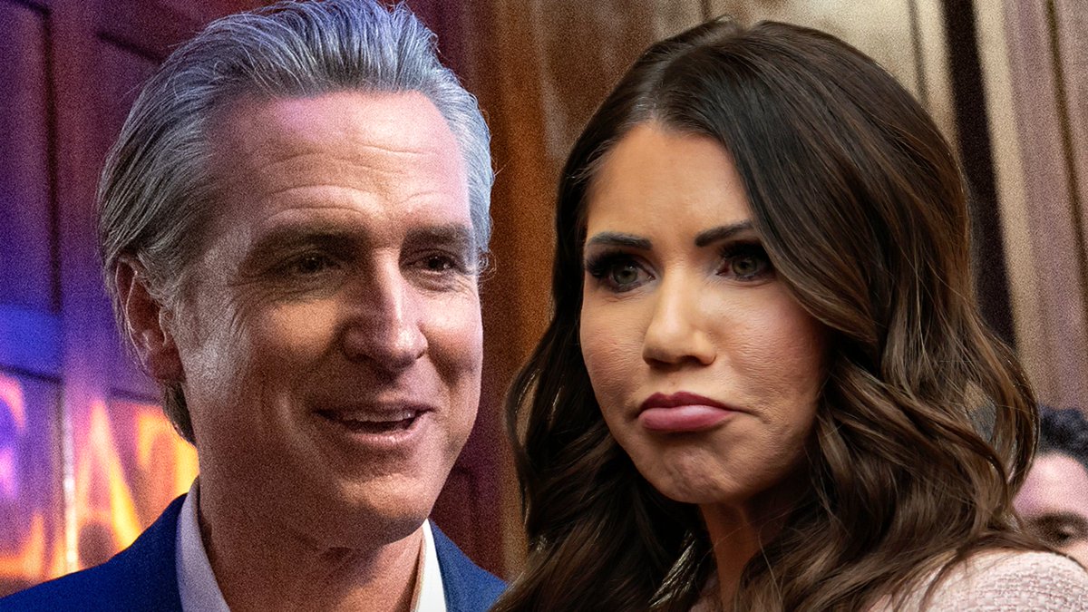 TMZ's tweet photo. Gavin Newsom Trolls Kristi Noem Over Trump Firing https://t.co/5V1ZtUUky9 https://t.co/LAP3uOelmO
